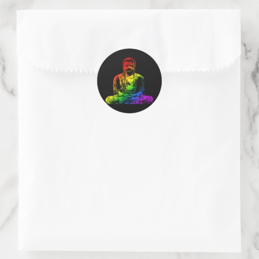 Rainbow Buddha-standbeeld Ronde Sticker (Tas)