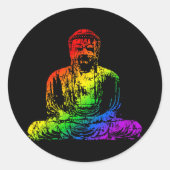 Rainbow Buddha-standbeeld Ronde Sticker (Voorkant)