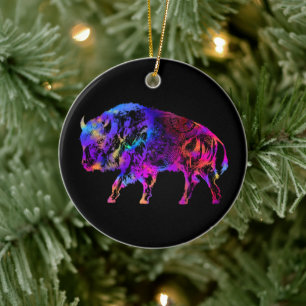 Rainbow Buffalo Bison Keramisch Ornament