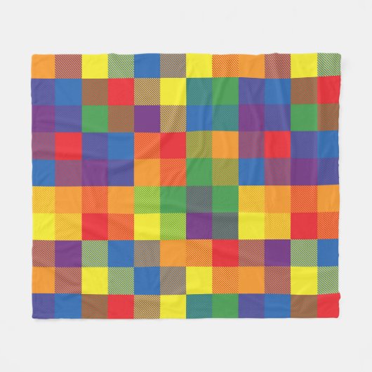Rainbow Buffalo Check Pride Plaid Fleece Deken (Voorkant (Horizontaal))