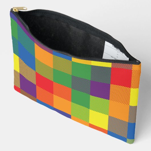 Rainbow Buffalo Check Pride Plaid Kleurrijk Groot Etui (Open)