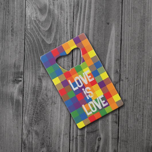 Rainbow Buffalo Check Pride Plaid Personaliseer Creditkaart Flessenopener