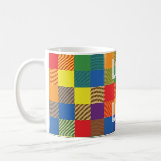 Rainbow Buffalo Check Pride Plaid Personaliseer Koffiemok (Links)