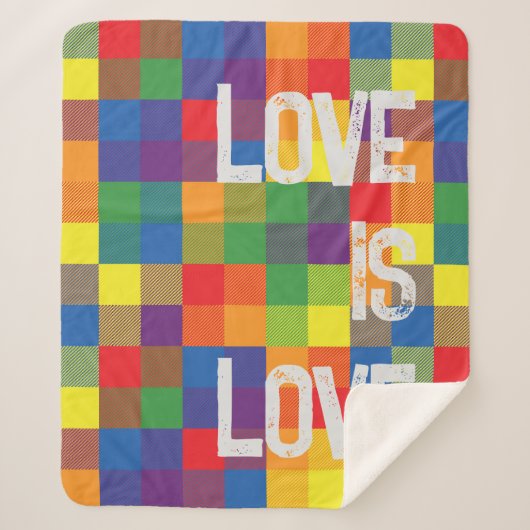 Rainbow Buffalo Check Pride Plaid Personaliseer Sherpa Deken (Voorkant)