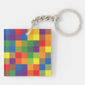 Rainbow Buffalo Check Pride Plaid Personaliseer Sleutelhanger (Achterkant)