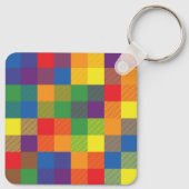 Rainbow Buffalo Check Pride Plaid Personaliseer Sleutelhanger (Achterkant)