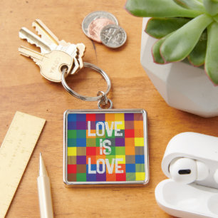 Rainbow Buffalo Check Pride Plaid Personaliseer Sleutelhanger