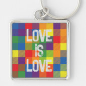 Rainbow Buffalo Check Pride Plaid Personaliseer Sleutelhanger (Voorkant)