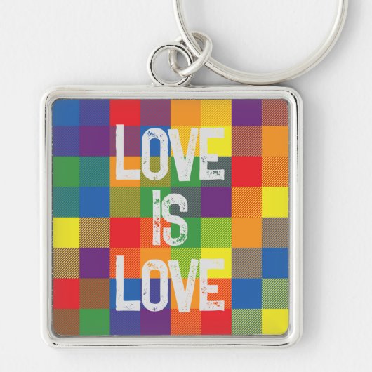 Rainbow Buffalo Check Pride Plaid Personaliseer Sleutelhanger (Voorkant)