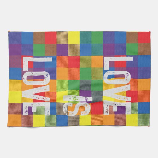 Rainbow Buffalo Check Pride Plaid Personaliseer Theedoek (Horizontaal)