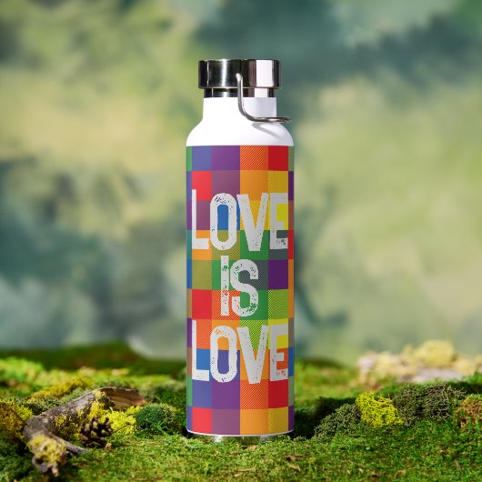 Rainbow Buffalo Check Pride Plaid Personaliseer Waterfles (Buiten)