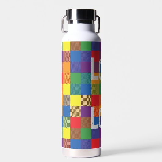 Rainbow Buffalo Check Pride Plaid Personaliseer Waterfles (Voorkant)