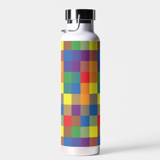 Rainbow Buffalo Check Pride Plaid Personaliseer Waterfles (Rechts)