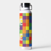 Rainbow Buffalo Check Pride Plaid Personaliseer Waterfles (Achterkant)