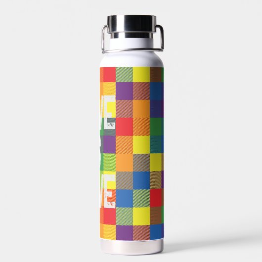 Rainbow Buffalo Check Pride Plaid Personaliseer Waterfles (Achterkant)