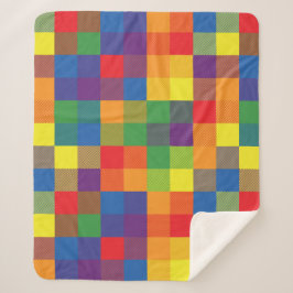 Rainbow Buffalo Check Pride Plaid Sherpa Deken
