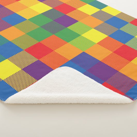 Rainbow Buffalo Check Pride Plaid Sherpa Deken (3/4)