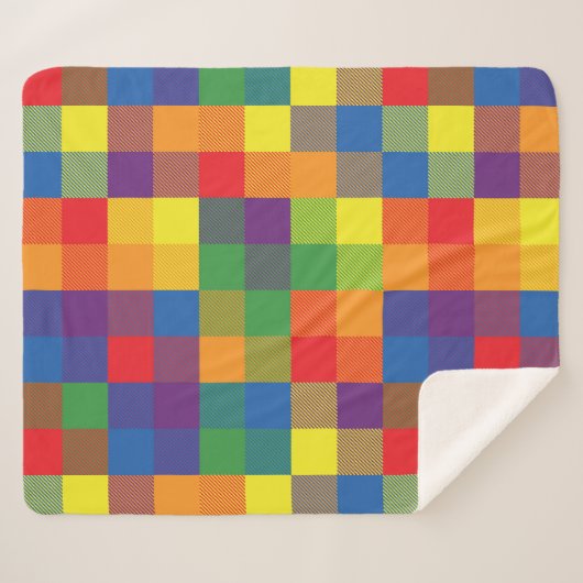 Rainbow Buffalo Check Pride Plaid Sherpa Deken (Voorkant (horizontaal))
