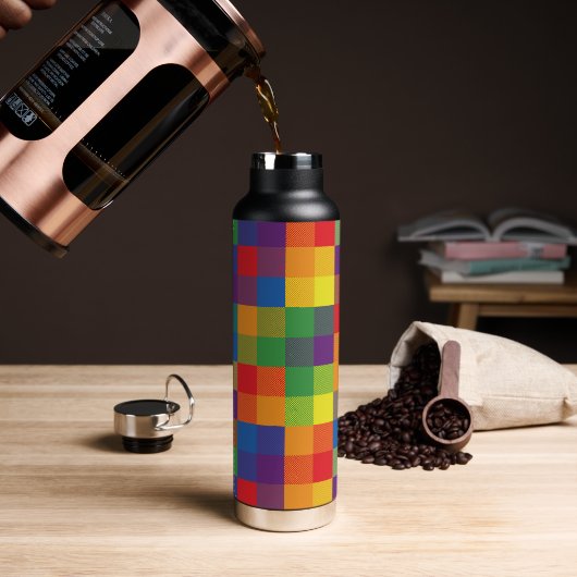 Rainbow Buffalo Check Pride Plaid Waterfles (Koffie)