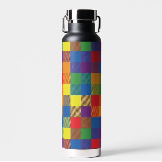 Rainbow Buffalo Check Pride Plaid Waterfles (Voorkant)