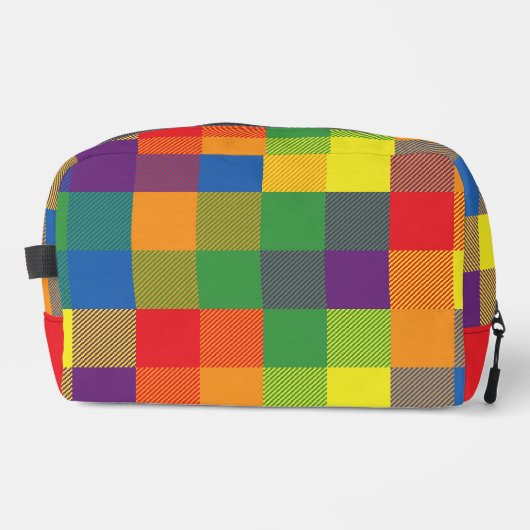 Rainbow Buffalo Check Pride Vlag Geplakt Kleurrijk Toilettasje (Voorkant)