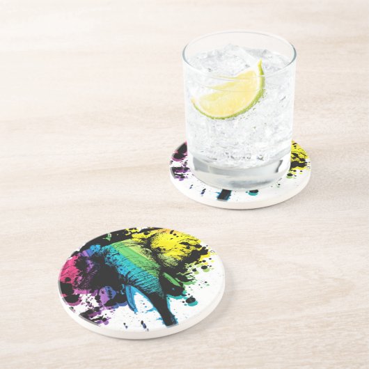 Rainbow Bull Elephant Zandsteen Onderzetter (Zijkant)