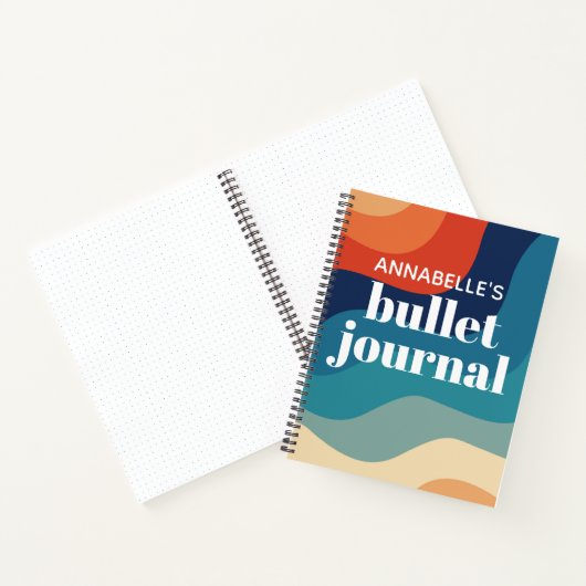 Rainbow Bullet Journal Swirl Retro Waves Notitieboek (Binnen)