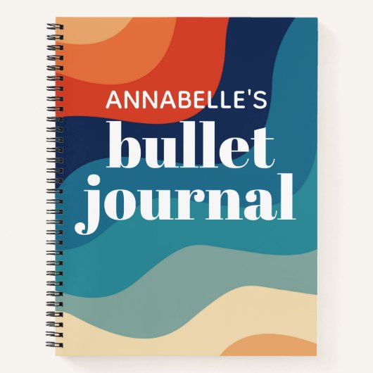 Rainbow Bullet Journal Swirl Retro Waves Notitieboek (Voorkant)