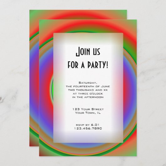 Rainbow Bullseye All Purpose Party Kaart (Voorkant / Achterkant)