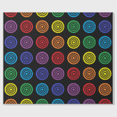 Rainbow Bullseye Black Wrapping Paper Cadeaupapier (Vlak)