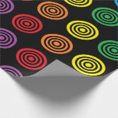 Rainbow Bullseye Black Wrapping Paper Cadeaupapier (Hoek)
