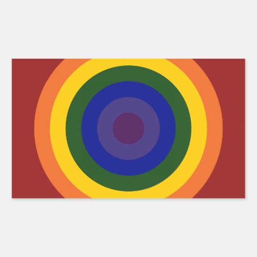 Rainbow Bullseye Rechthoekige Sticker (Voorkant)