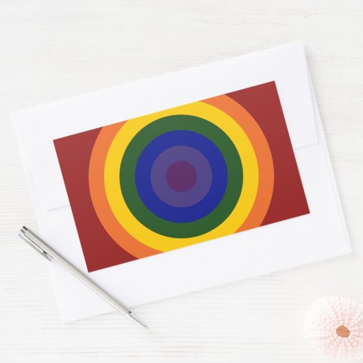 Rainbow Bullseye Rechthoekige Sticker (Envelop)