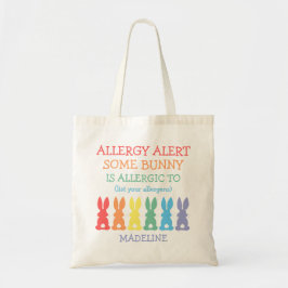 Rainbow Bunnies Food Allergy Alert Persoonlijk Tote Bag