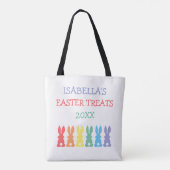 Rainbow Bunnies Personalized Easter behandelt Kind Tote Bag (Achterkant)