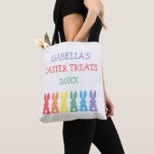 Rainbow Bunnies Personalized Easter behandelt Kind Tote Bag (Dichtbij)