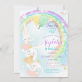 Rainbow Bunny 1st Birthday Invitation Kaart (Voorkant)