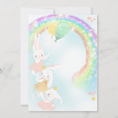 Rainbow Bunny 1st Birthday Invitation Kaart (Achterkant)