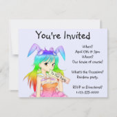 Rainbow Bunny Anime Girl Kaart (Voorkant)