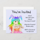 Rainbow Bunny Anime Girl Kaart (Voorkant / Achterkant)