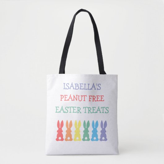 Rainbow Bunny Food Allergie Alert Gepersonaliseerd Tote Bag (Voorkant)
