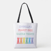 Rainbow Bunny Food Allergie Alert Gepersonaliseerd Tote Bag (Achterkant)