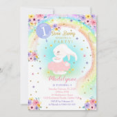 Rainbow Bunny Invitation Bunny Birthday Kaart (Voorkant)