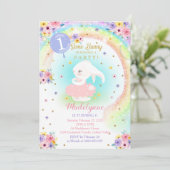 Rainbow Bunny Invitation Bunny Birthday Kaart (Staand voorkant)