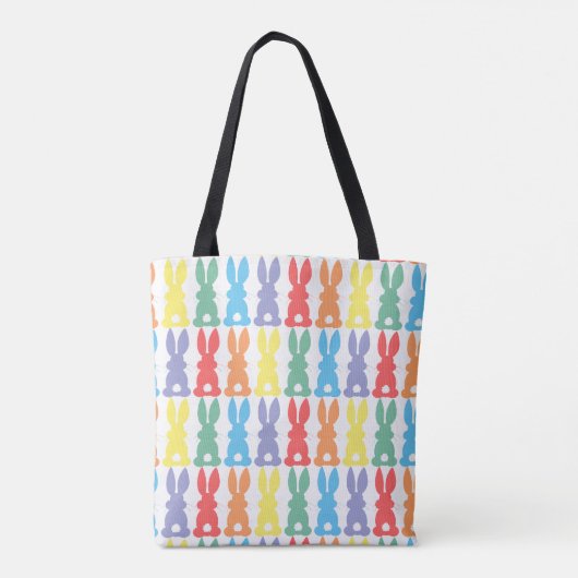 Rainbow Bunny Pattern Personalized Kinder Easter Tote Bag (Achterkant)