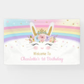 Rainbow Bunny Rabbit Baby shower Verjaardagsachter Spandoek (Horizontaal)