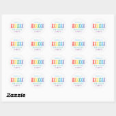 Rainbow Bunny Rabbit Kinder gepersonaliseerde part Ronde Sticker (Vel)