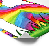 Rainbow Bunny Rabbit Mini Folk Art Poster (Hoek)