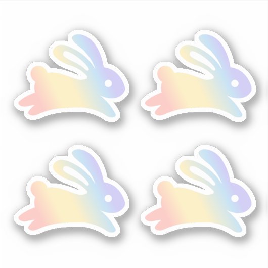 Rainbow Bunny Rabbit set van 4 Sticker (Voorkant)