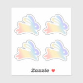 Rainbow Bunny Rabbit set van 4 Sticker (Vel)